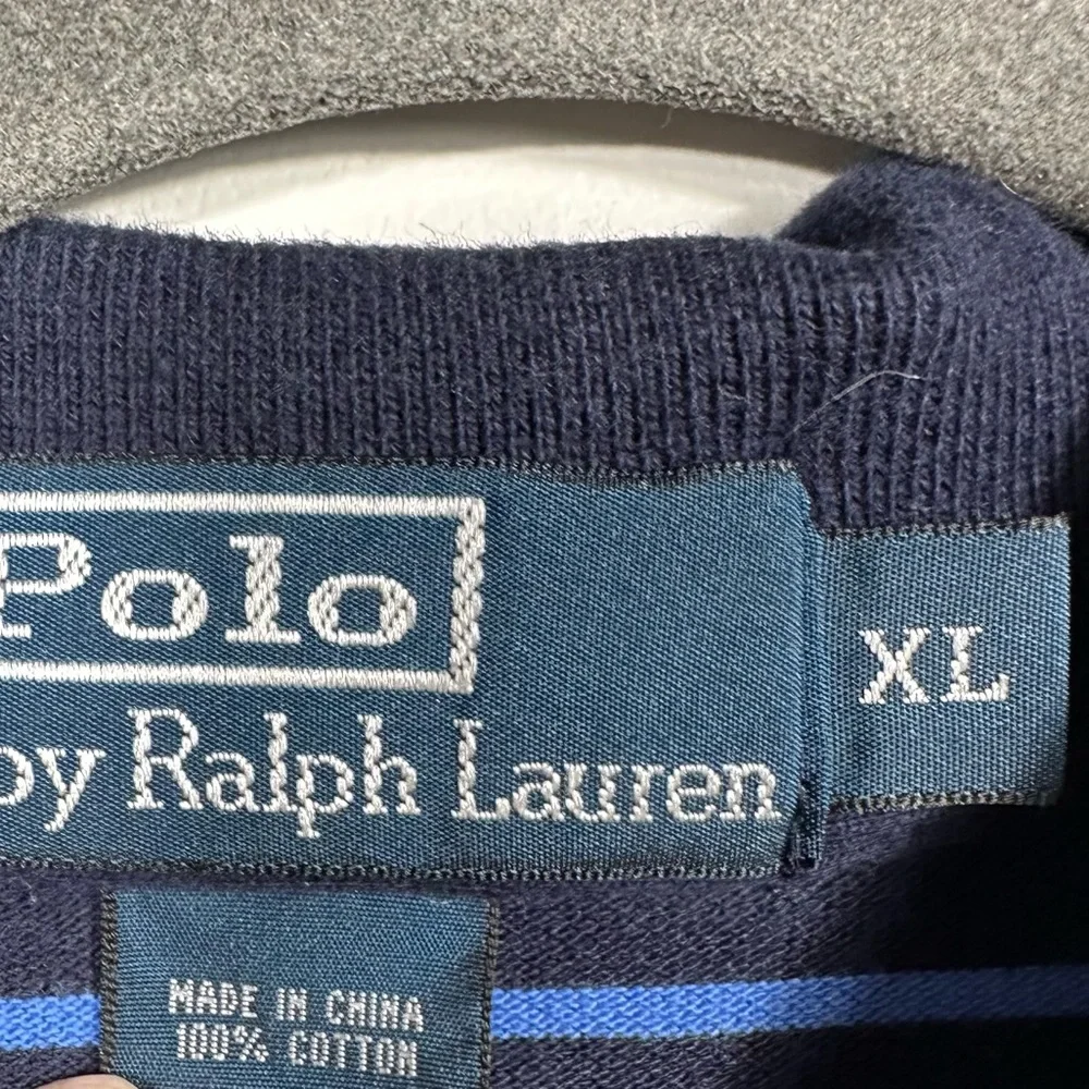 Polo Ralph Lauren Striped Polo Shirt Men’s XL Navy Blue Short Sleeve Classic Fit